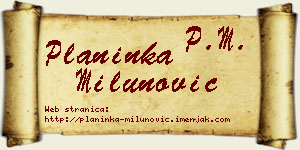 Planinka Milunović vizit kartica